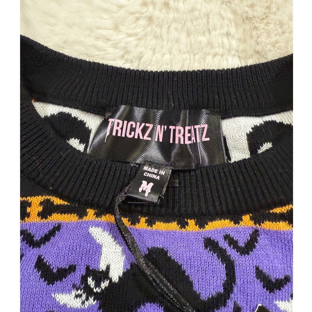 Dollskill Trickz N' Treatz Halloween Cropped Sweater Spooky Fair Isle Ghost M - Picture 4 of 7